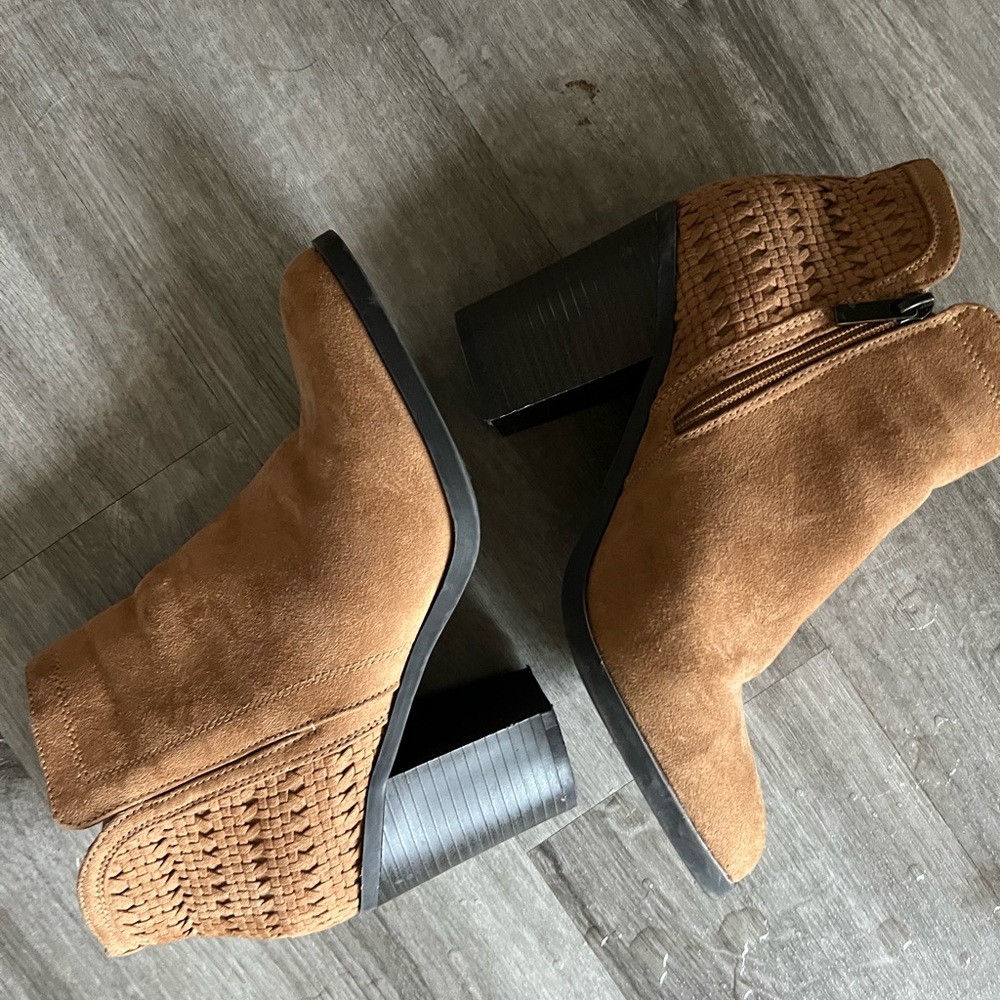 Brown booties barley worn from dsw